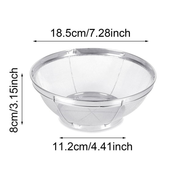 Fine Mesh Colander, Extra Fine Mesh Sieve for Kitchen, for Straining Rice, Pasta, Quinoa, Durable Stainless Steel Colander with Mesh Design for Efficient Straining and Sifting
