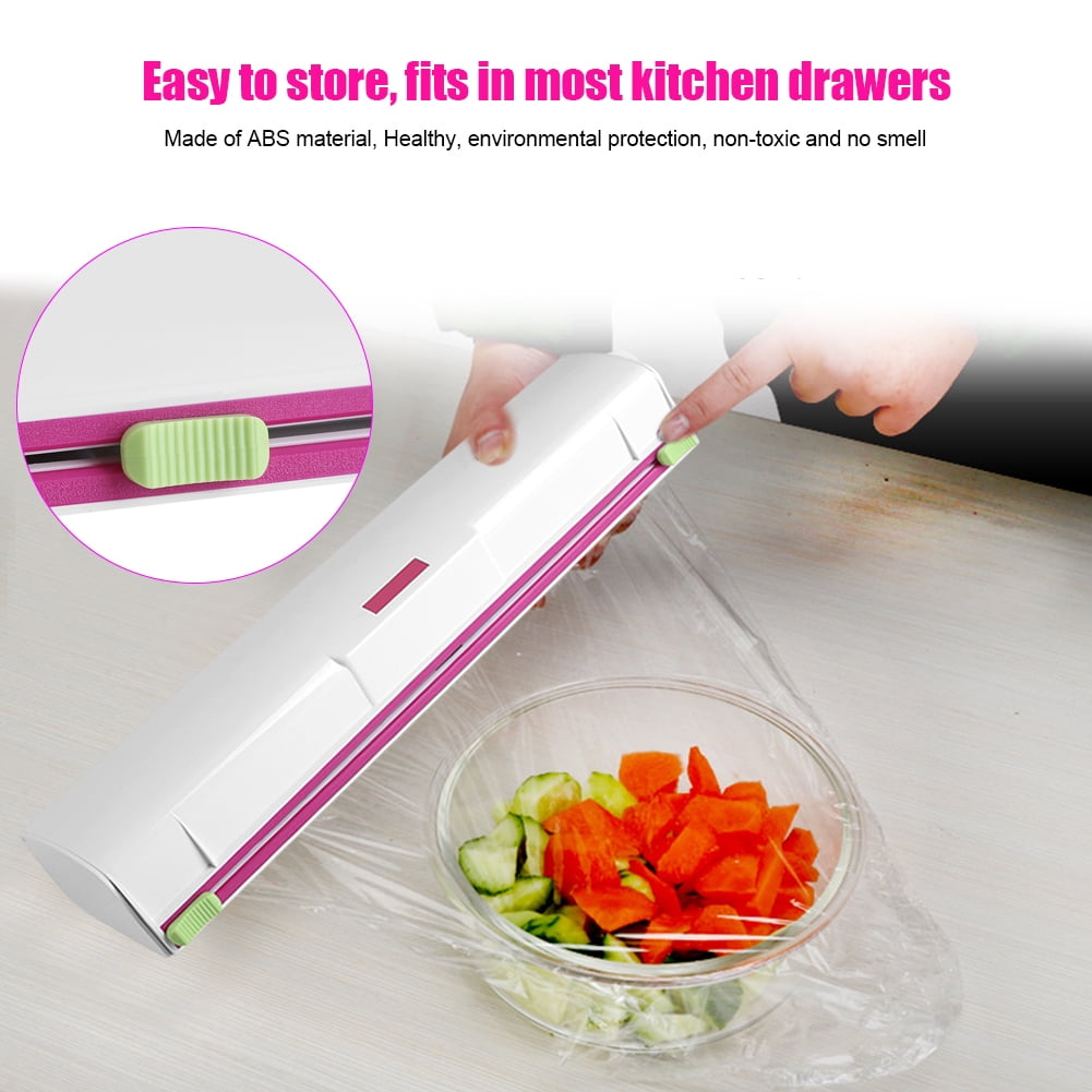 Kitchen Plastic Food Wrap dispenser Foil &Cling Film Roll Baking Cutter Holder