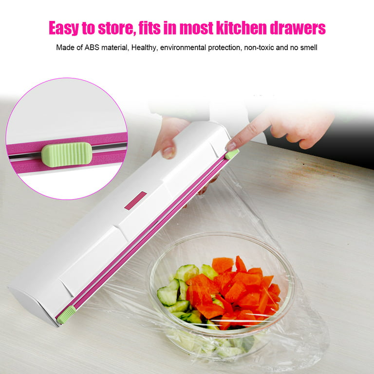 Food Wrap Dispenser, Plastic Wrap Cutter, Foil and Cling Film Cutter Plastic  Storage Holder Kitchen Accessories 