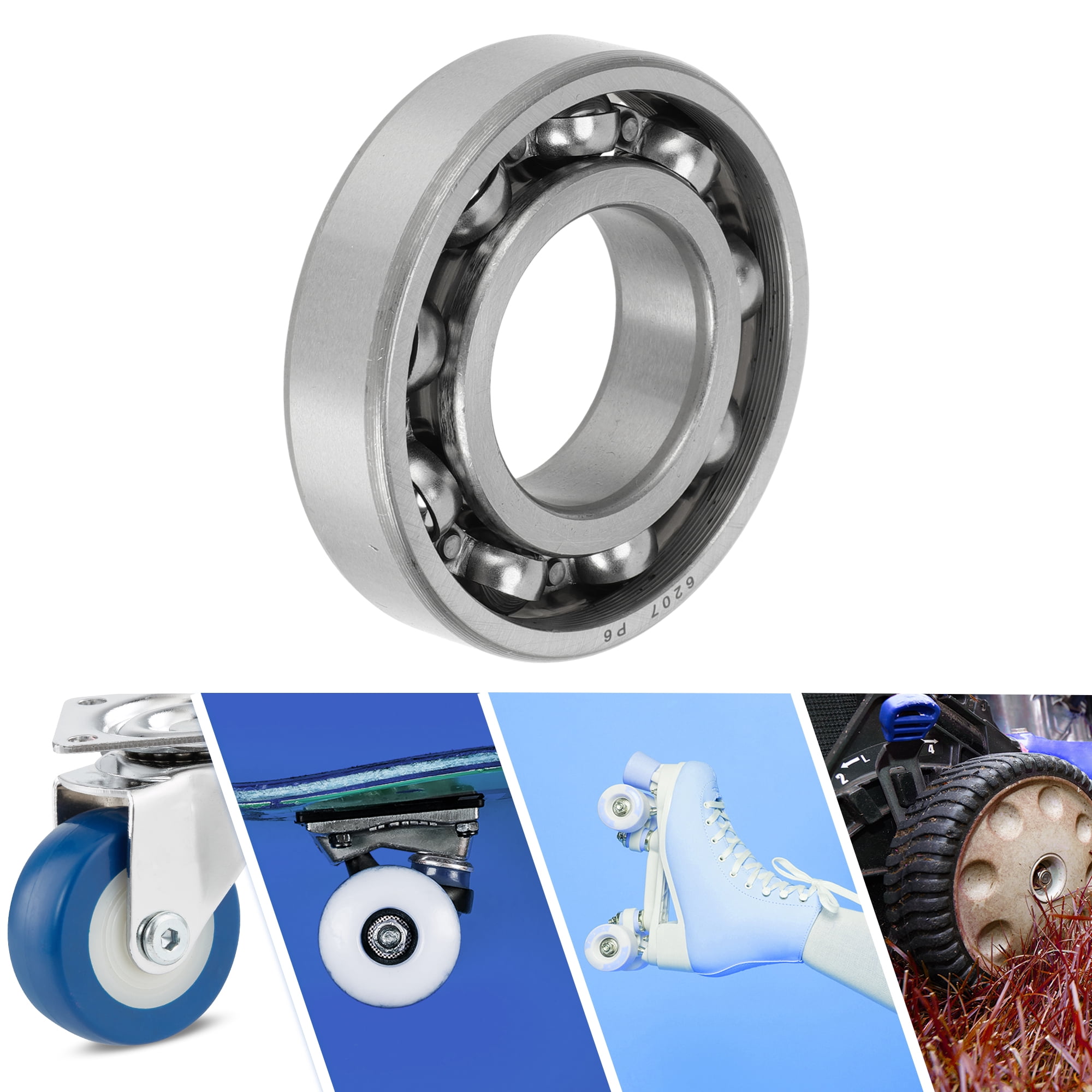 Unique Bargains 6207 Deep Groove Ball Bearings P6 35x72x17mm Lubricated Bearings Open Type Silver Tone Scooter Skateboard Wheel