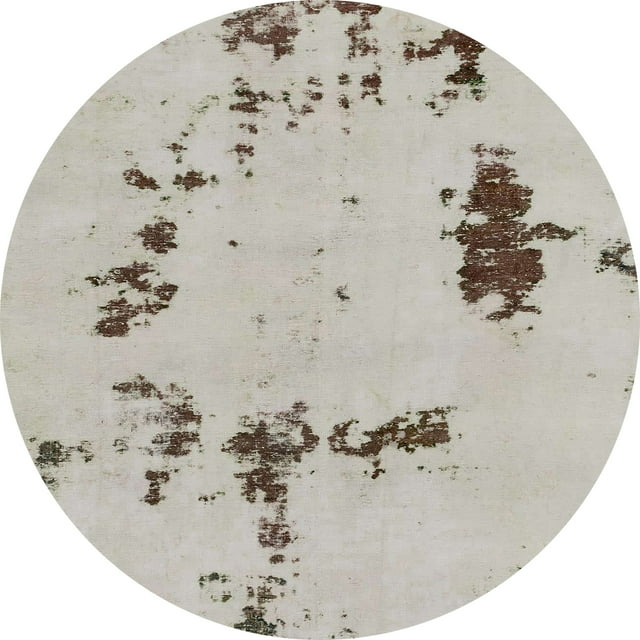 Ahgly Company Tapis d'Intérieur Rond Abstrait Gris Argenté Pâle, 4 Pieds Rond