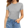 thumbnail image 2 of Xishao Women's Round Neck Short Sleeve T Shirts Basic Bodysuits Xishao ropa, 2 of 2