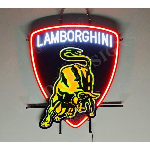 Queen Sense 24"x20" Lamborghinis LED Sign Light Neon Signs With Dimmer Party Home Wall Decor Lights W124LILVVDV2-XLED