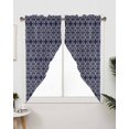 thumbnail image 3 of Swag Curtains, Navy Blue Retro Abstract Art Modern Geometric Rod Pocket Kitchen Curtains Valances Tier Curtains Swag Valance Curtains for Bedroom Living Room 36" x 36", 2 Panels, 3 of 6