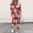 thumbnail image 2 of Feancey Women's Christmas Sweatsuits 3D Cute Santa Claus Print Lounge Tracksuit Sets Fall Long Sleeve Crewneck Pullover Jogger Pants Xmas 2 Piece Outfits On Sale Red L, 2 of 6