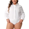 thumbnail image 2 of DARING DIVA Women's Plus Button Down Long Sleeve Blouse 1X White, 2 of 6