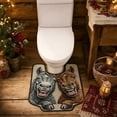 thumbnail image 6 of Sruoe U-Shaped Toilet Rug, Contour Toilet Pedestal Rug 16x20 Inch, Double Horse Print U‑Cut Microfiber Floor Mat, Soft Absorbent Non‑Slip Bathroom Decor Rug for Toilet Base, 6 of 8
