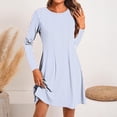 thumbnail image 2 of cfhntfmh Robes d'Été pour Femmes Décontractées Imprimées Col Rond Tunique Ample Robe Confortable Manches Longues Robe de Plage Vacances, 2 of 5