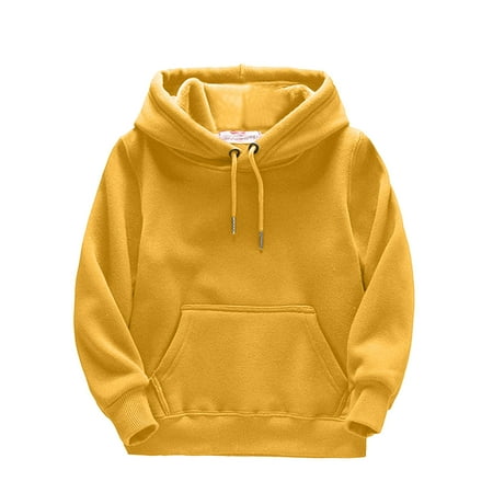 

BSDHBS Hoodies forBoy Yellow Kids Child Toddler Boys Girls Solid Long Sleeve Patchwork Hooded Thickened Warm Sweatshirt Pullover Blouse Tops Outfits Clothes Size 150