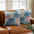 thumbnail image 3 of Throw Pillow Covers, Red Blue Teal Palm Leaves Decorative Throw Pillow Covers 18x18 Inch, Summer Botanical Tropical Leaf Square Linen Pillow Cases for Couch/Living Room/Sofa, 3 of 9