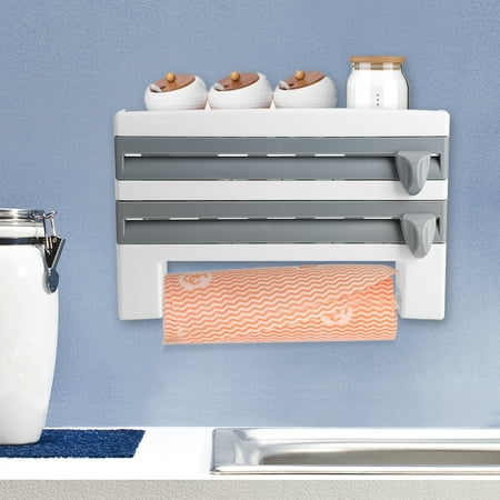 Paper Tuning Rack Kitchen Cling Film Rack,Kitchen Sauce Bottle Storage Rack Paper Towel Holder Mount Kitchen Tool Cling Film Cut ()