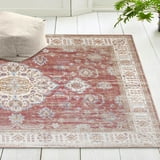 ReaLife Rugs Machine Washable Printed Persian Distressed Medallion Clay ...