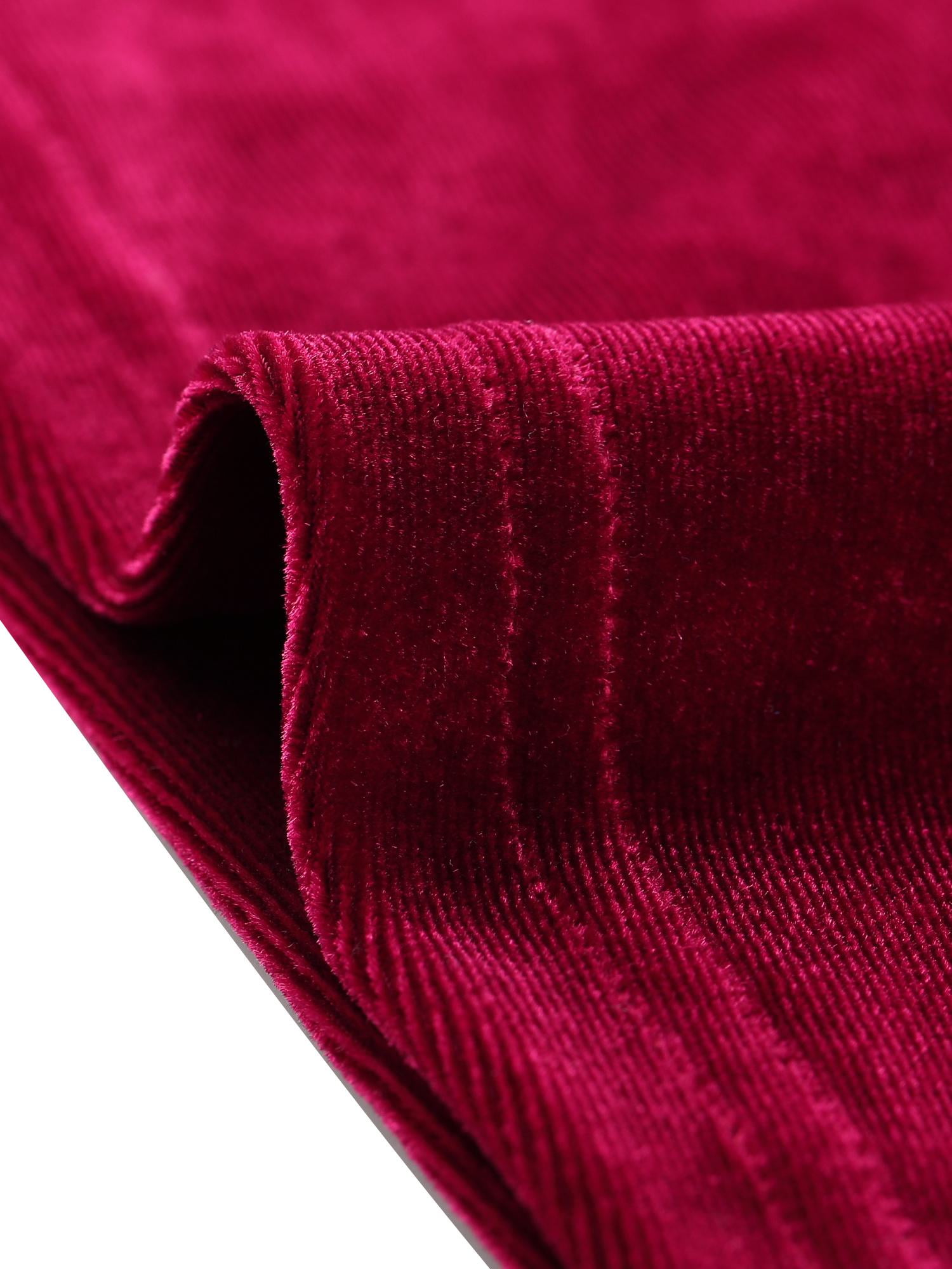 DARING DIVA Women's Office Pocket Front Long Sleeve Button Down Velvet Shirt L Wine Red