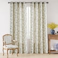 thumbnail image 2 of Linen Farmhouse Curtain for Living Room Length Floral Print Window Curtains Semi Sheer Drapes for Bedroom Country Light Filtering Drape Grommet Top Panels on, 2 of 9