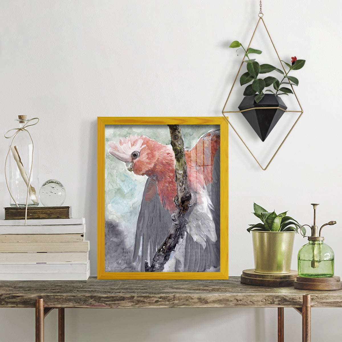 Tropic Parrot II - Framed Print w/glass - Sunflower Yellow