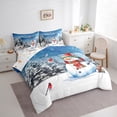 thumbnail image 3 of Manfei Cartoon Snowman Bedding Comforter Set 7pcs for Child, Kawaii Red Bird Queen Bedding Sets, Christmas Snowflake Print Reversible Queen Sheet Sets, Super Cozy Room Decor, 3 of 7