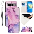 thumbnail image 1 of Nalacover for Google Pixel 8 Pro Marble Pattern Wallet Case with Credit Card Slots Holder Kickstand Cover, Soft Silicone Shokcproof Anti-Fall Premium PU Leather Magnetic Clasp Flip Case, Purple, 1 of 6