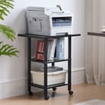 thumbnail image 7 of LEYAOYAO 3-Tier Printer Stand with Wheels & Adjust Feet, Computer Tower Stand, Metal Rolling Cart for Case Printer, Black, 7 of 7