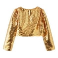 thumbnail image 5 of Otqutp Sequin Bolero Girls Jacket Long Sleeve Glitter Open Front Shrug Kids Sparkly Blazer Cropped Tops Cardigan Outerwear, 5 of 7