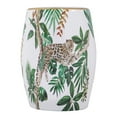 thumbnail image 4 of 18 Inch Ceramic Accent Table, Drum Shape, Tropical Print, White, Green- Saltoro Sherpi, 4 of 5