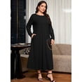 thumbnail image 6 of SHOWMALL Women's Plus Size Long Sleeve Maxi Dress with Pockets - Soft Casual Loose Long Boho Dress, 6 of 7
