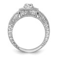 thumbnail image 2 of Solid 14K White Gold Round Diamond Side-Stones with CZ Cubic Zirconia Center Stone Halo Engagement Ring Size 6.5, 2 of 8