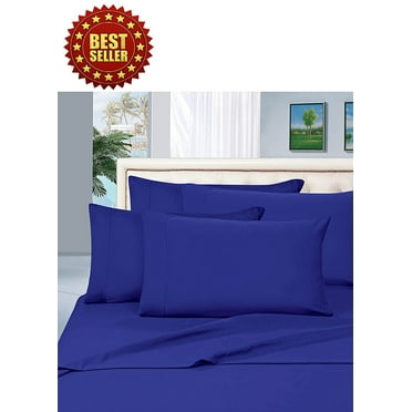 Celine Linen ® Wrinkle and Fade Resistant 1800 Series 4 Piece Bed Sheet Set, Deep Pocket up to 16 inch, Split King, Royal Blue