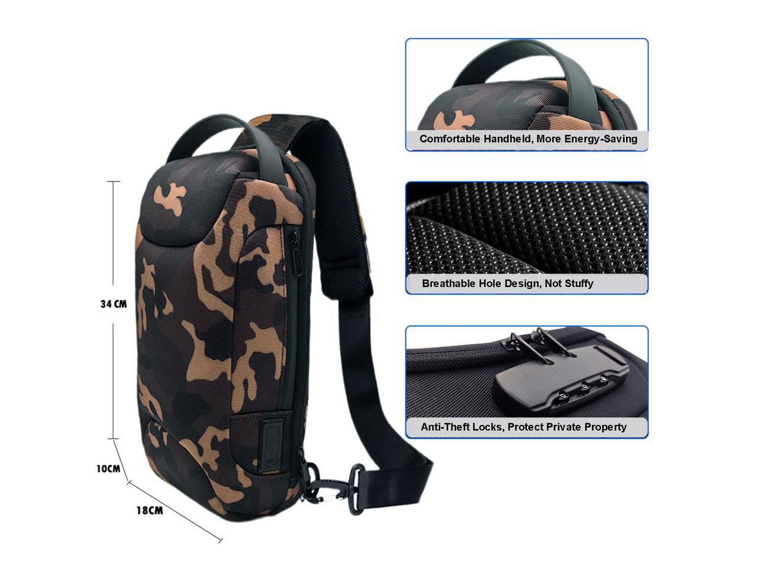 Sling Backpack USB Anti-Theft Waterproof Chest Daypack Casual Shoulder Bag for PlayStation Portal Remote Player/ Steam Deck LCD/OLED/Rog Ally/Rog ALLY X/Nintendo Switch