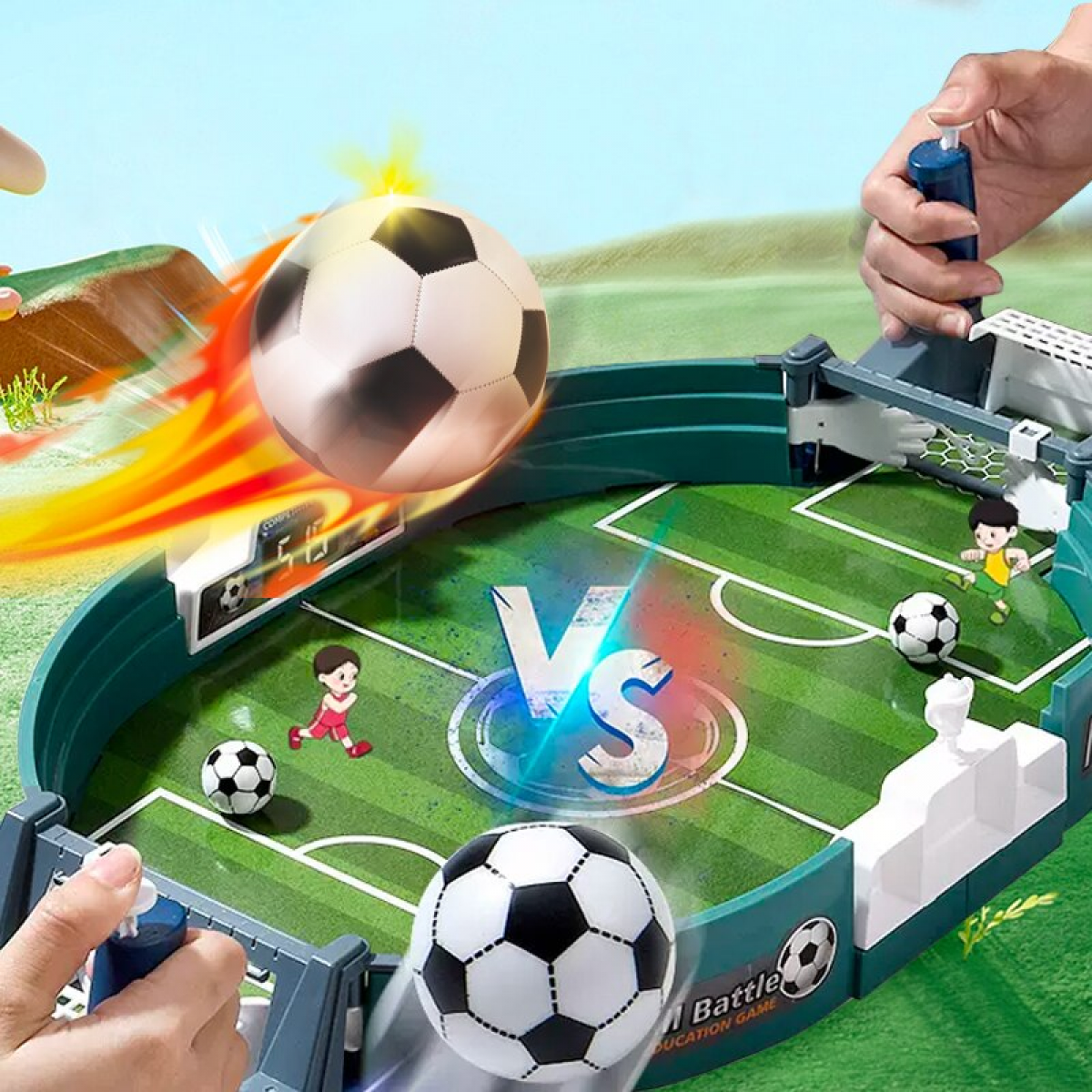 Tabletop Foosball Game Interactive Soccer Board Game with Two Balls for Kids Indoor Sport Toy & Christmas Birthday Gifts