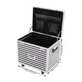 thumbnail image 2 of Striped Pattern Rolling File Storage Case, Black+Silver File Storage Case With Lock, 50 Kg/110. 23 Lbs Load-Bearing Capacity File Box With Wheels And Telescopic Pole, Lockable Document Organizer, 2 of 10
