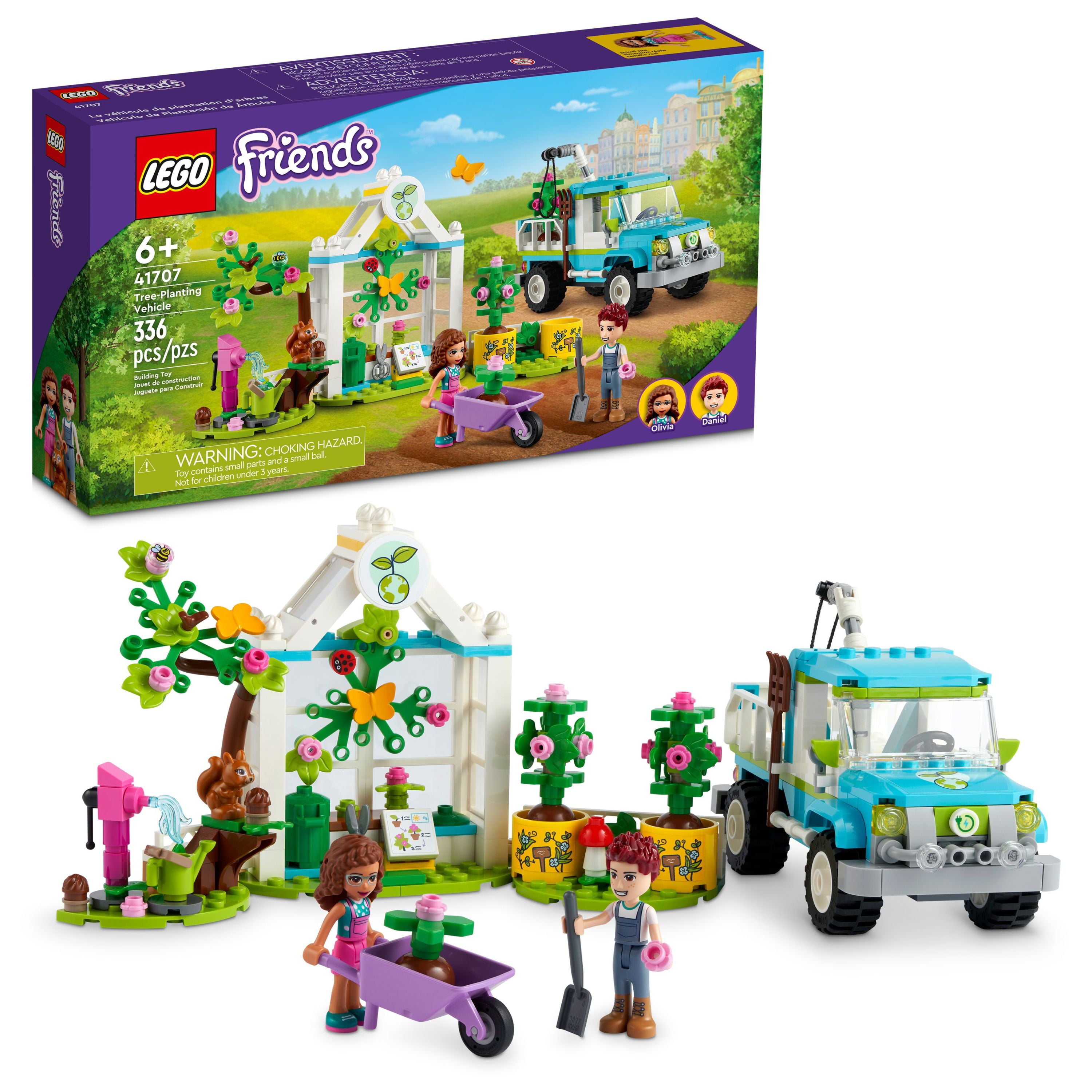 LEGO Friends Tree-Planting Vehicle 41707 Flower Garden Building Set with Toy Car, Olivia Mini-Doll and Animal Figures, Nature Inspired Summer Set