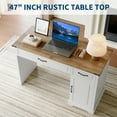 thumbnail image 4 of Huisuilinss Farmhouse Executive Desk,47" Rustic Home Office Desk,Wood Computer Desk Workstation,Computer Writing Desk With Drawers And Storage Cabinet For Home Office Work Study Writing, 4 of 7