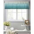 thumbnail image 3 of Teal Ombre Valance Curtains for Kitchen/Living Room/Bathroom/Bedroom Window, Farmhouse Vintage Wooden Striped Rod Pocket Small Topper Half Short Window Curtains Voile Sheer Scarf 42"x12", 3 of 8