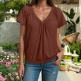thumbnail image 2 of TTUHYWXI Women's Casual Summer T Shirts Short Sleeve V Neck Tops Tshirts (Brown, M), 2 of 5