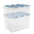 thumbnail image 2 of Sterilite 60 Qt Hinged Lid Storage Box, Plastic Container, Washed Blue, 12 Pack, 2 of 10