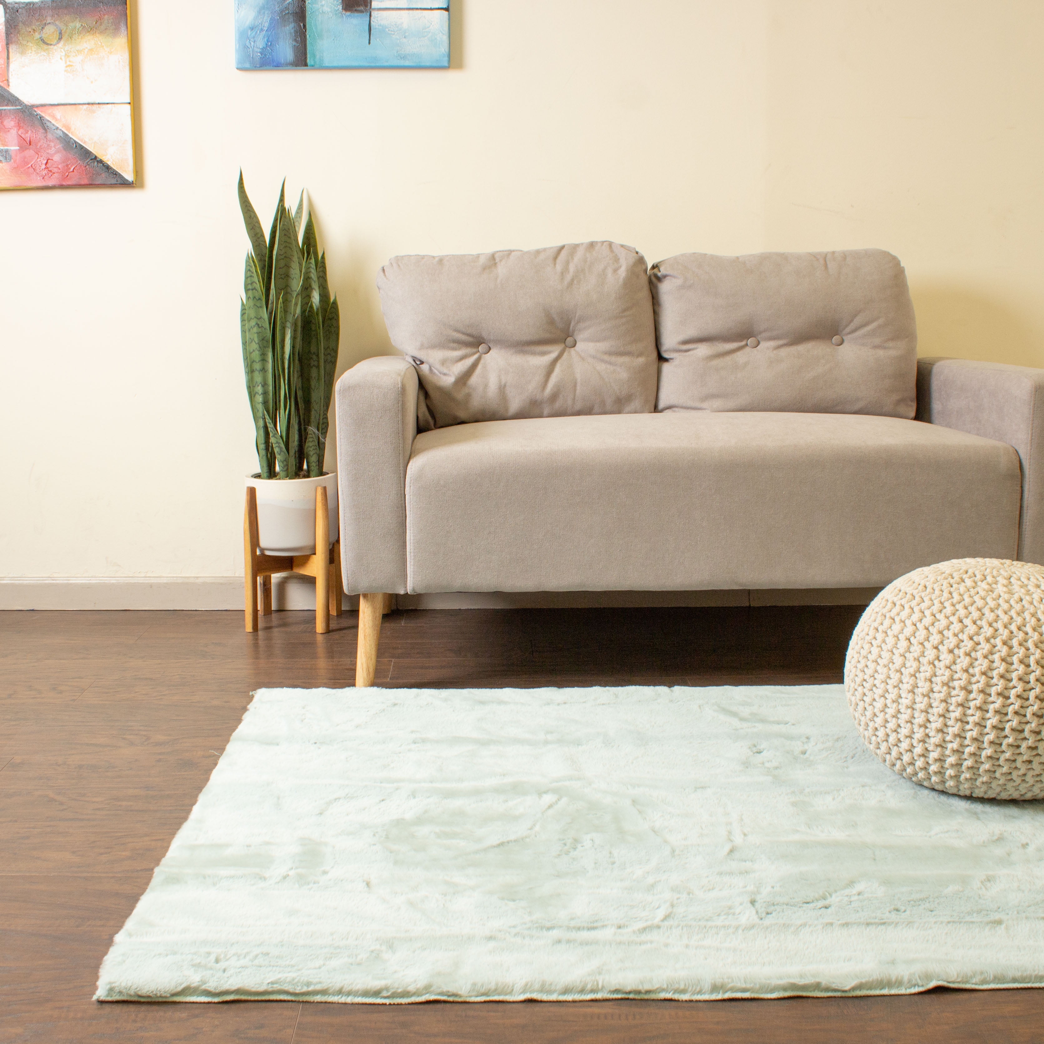 Super Soft Faux Rabbit / Mink Fur Solid Area Rug