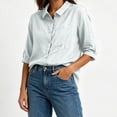 thumbnail image 6 of Dagugfen Cotton Linen Shirts for Women 3/4 Sleeve Button down Collared Neck Lightweight Shirts Business Casual Workwear Tops, 6 of 7