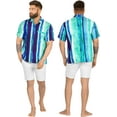 thumbnail image 2 of LA LEELA Men's Casual Beach Hawaiian Button up Overshirt XL Blue-AA246 Summer Vacation Holiday, 2 of 6