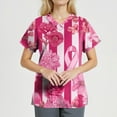 thumbnail image 3 of NAMTYQX Scrub Tops Women Soft Fashion V Neck Plus Size Breast Cancer Shirts Hot Pink Size S, 3 of 4