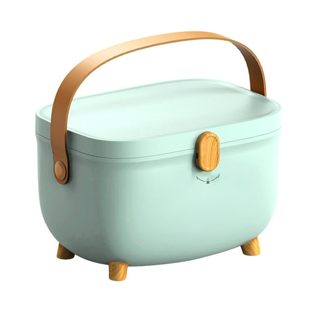 Medicine Storage Box, Oval Medicine Box Organizer Storage, Medication Storage with Portable Handle, First Aid Safe Medication Storage Box for Family, Double Layer Multicompartment