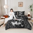 thumbnail image 6 of Manfei Bohemian Butterfly Queen Comforter Set, Mandala Grey Paisley Bedding Sets, Hippie Western Animal Reversible Bedding Comforter Set, Breathable Home Decor, 3 Pieces, 6 of 9