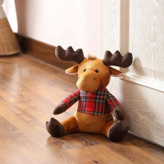 The Draft Stop Maurice the Moose Tartan Plaid Holiday Door Stopper