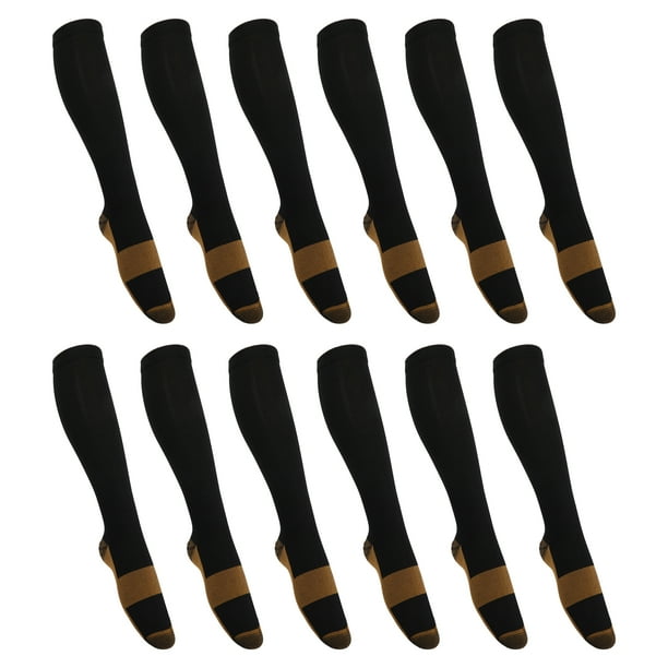 Calcetines de compresión Unique Bargains 6 pares de cobre color negro L/XL
