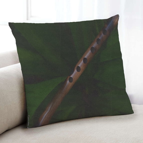 Ahgly Company Music Flute Indoor Throw Pillow, 18 inch by 18 inch