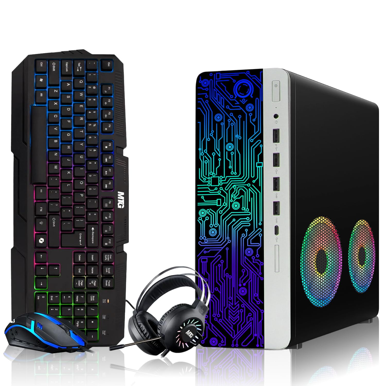 Restored HP Gaming PC Desktop Computer – AMD Pro A10-9700,RX 550 Graphics ,8GB RAM,1TB SSD,RGB Keyboard with AI Copilot ,Mouse,2X ARGB Fan WiFi,RGB Headphone,Windows 11 (Refurbished)