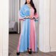 thumbnail image 4 of Women's Pink-Blue Casual Long Sleeve Embroidery Dress Loose Abaya Kaftan Ramadan Robes Moroccan Gowns for Party XXL, 4 of 4