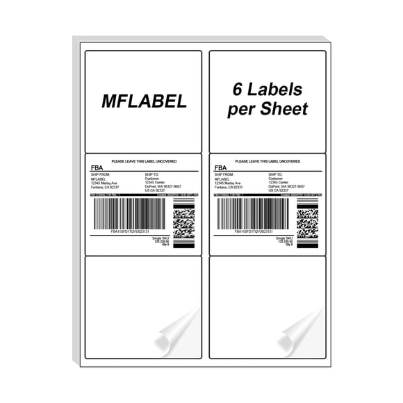 Etiquetas de envío y dirección MFLABEL 8.5 x 11 in, 6 por hoja