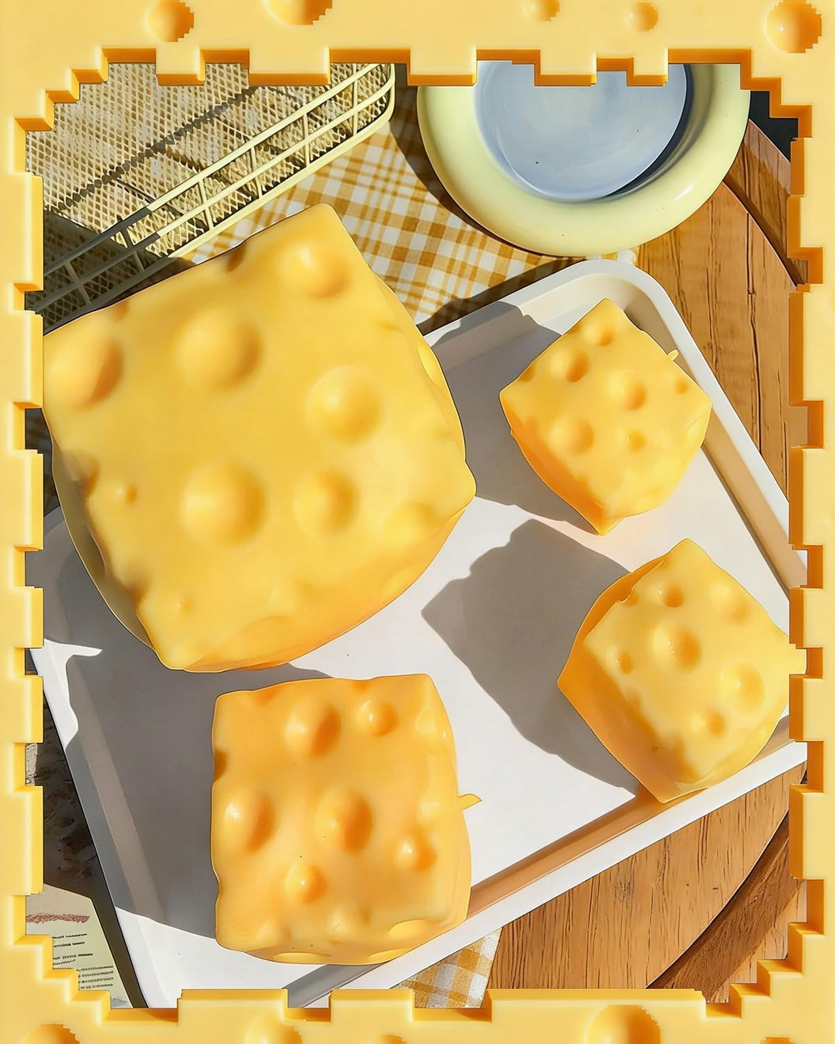 2026 New Giant Squishy Cheese Block, Big Cheese Squishy, Jumbo Squeeze Cheeses, Slow Rebound Cheese Cubes Squishy Toys Stress Balls, Soft Novelty Fidget for Relax, Focus (3.36 in)