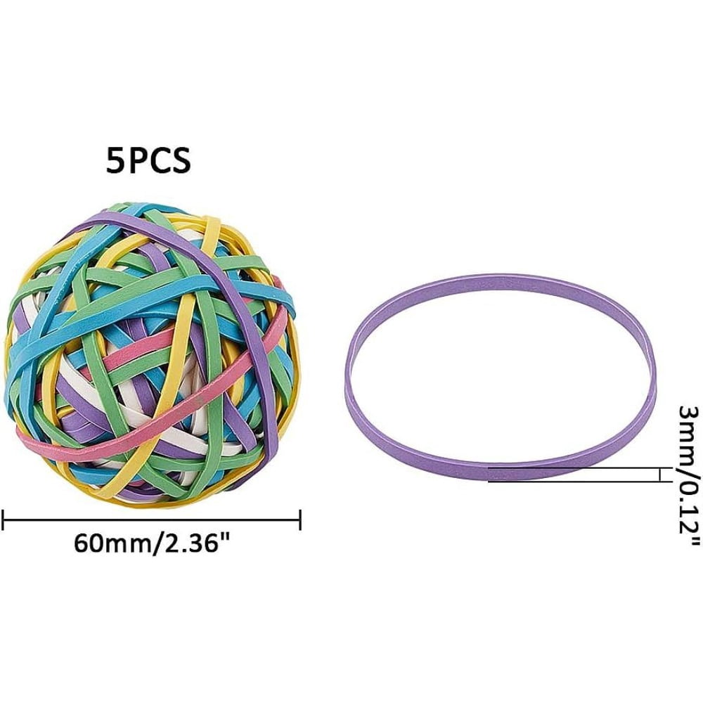 Elastic Rubber Band Ball Colorful Ball: 50~60mm 5pcs/set for DIY