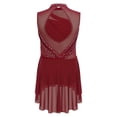 thumbnail image 4 of Aislor Girls Lyrical Dance Mock Neck Ruched Ballet Skirted Leotard Ballerina Ice Skating Dress Burgundy 10, 4 of 7